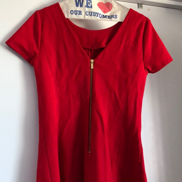 Banana republic red fit & flare dress - Picture 3 of 5